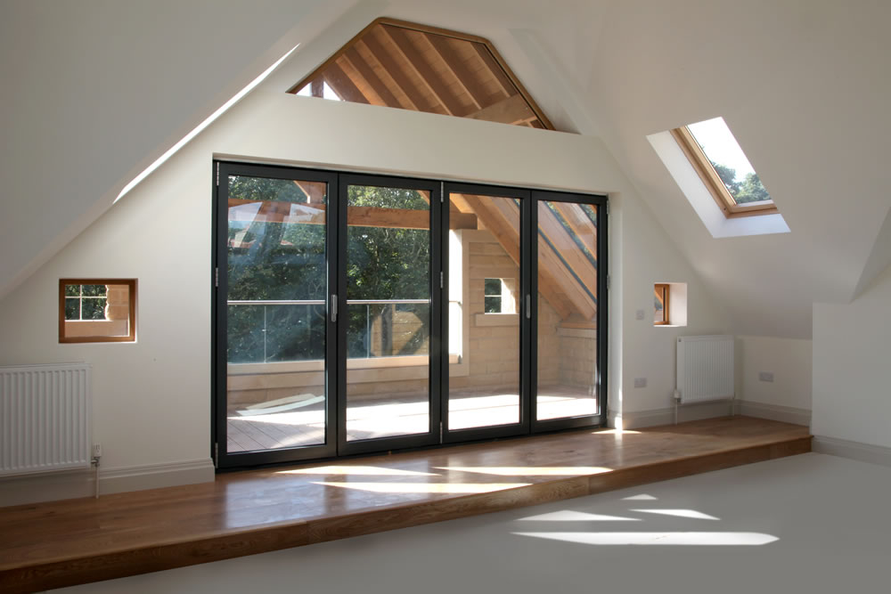 Bi-fold doors manufactured and installed by Lockwood Windows in the award-winning Delamere Gardens properties in Huddersfield.