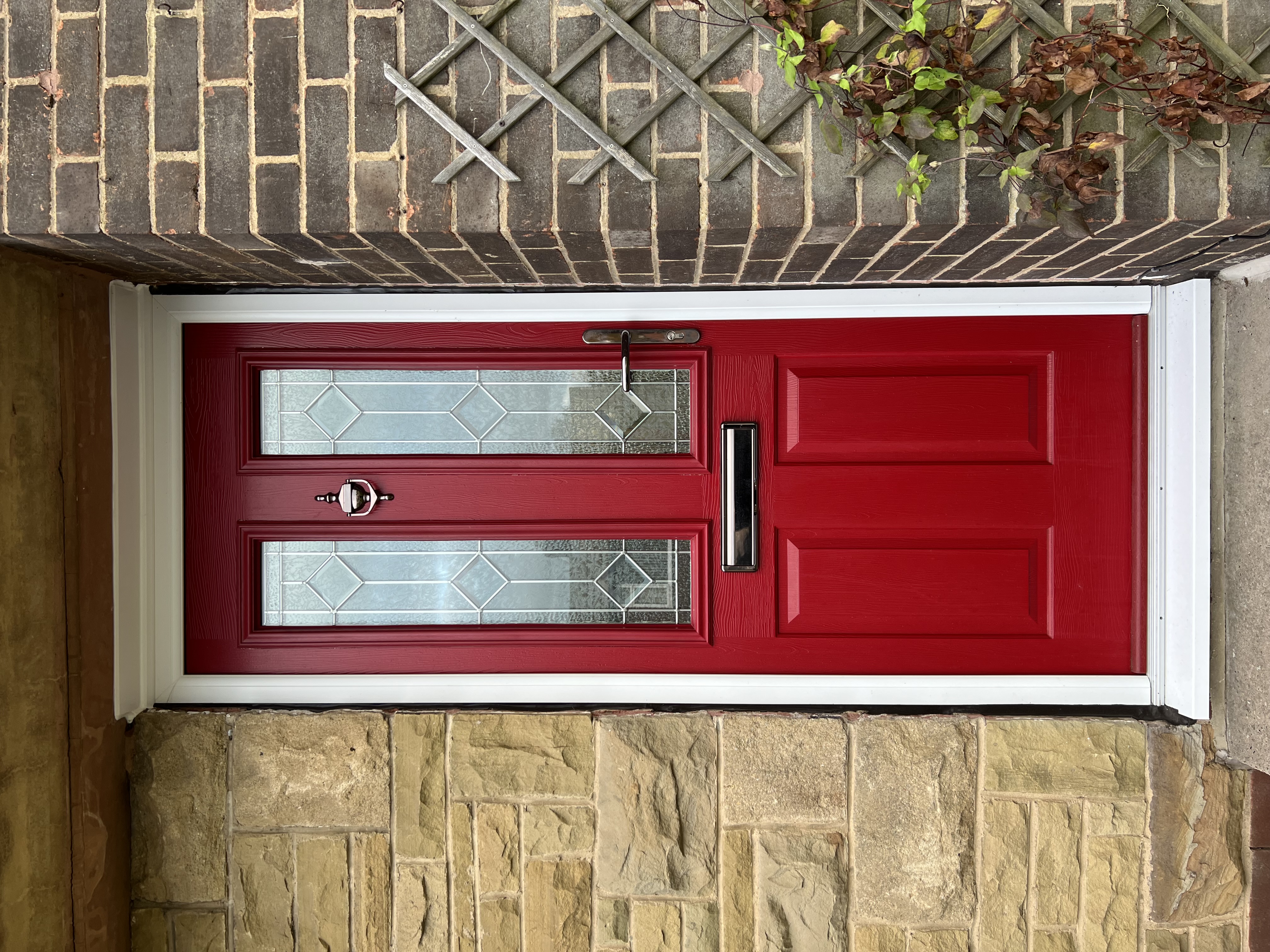 Ludlow composite door in Ruby Red with Simplicity glass