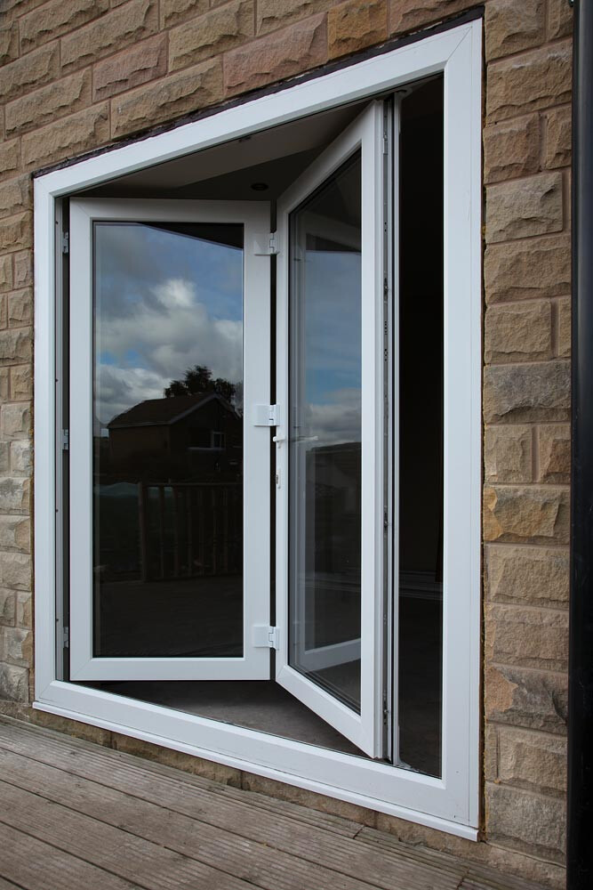 White uPVC bi-fold doors