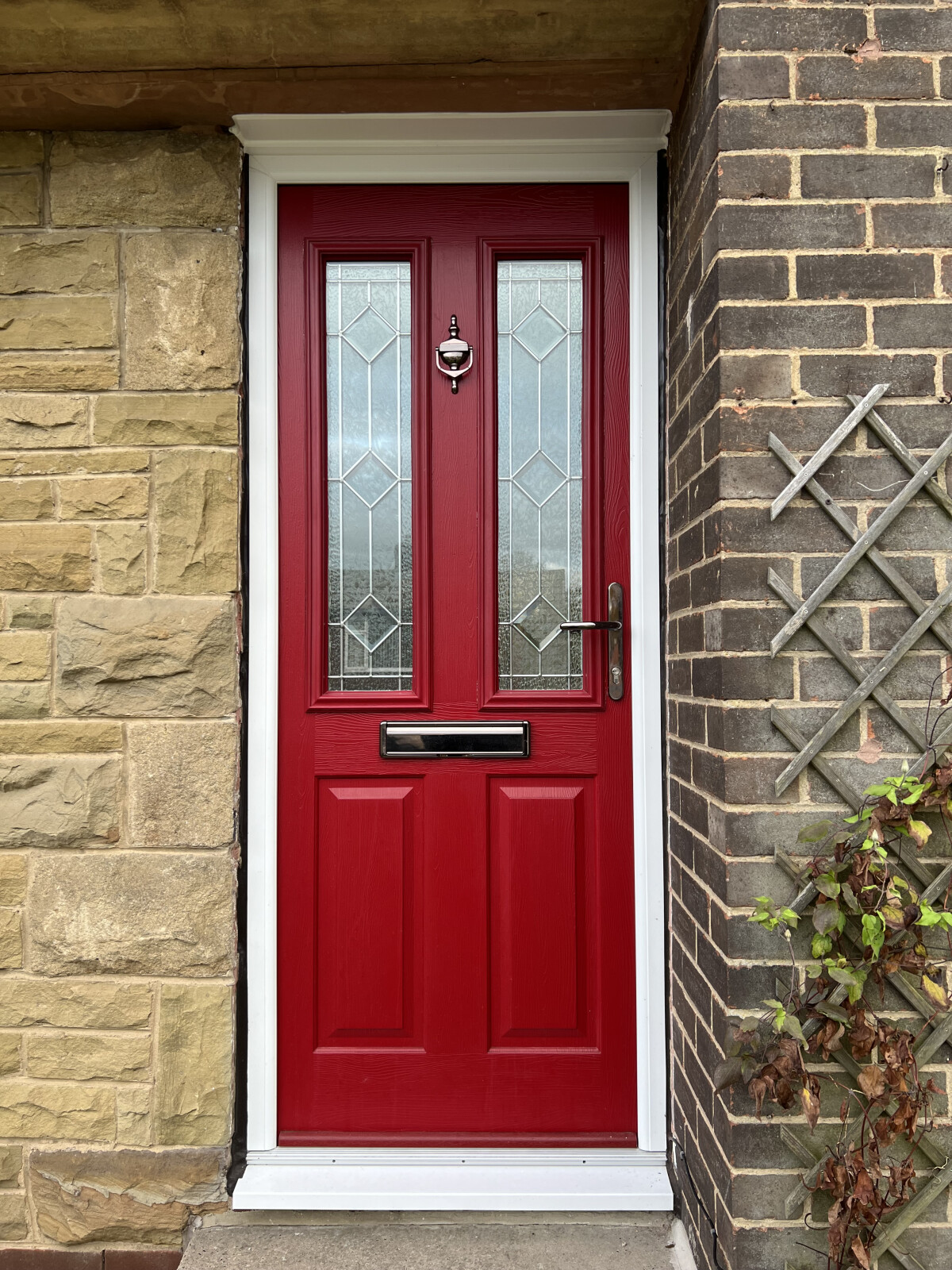Ludlow composite door in Ruby Red with Simplicity glass